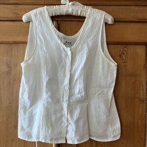 Off-white Flax 100% Linen Sleeveless Button-Down Darts at Waist Size M